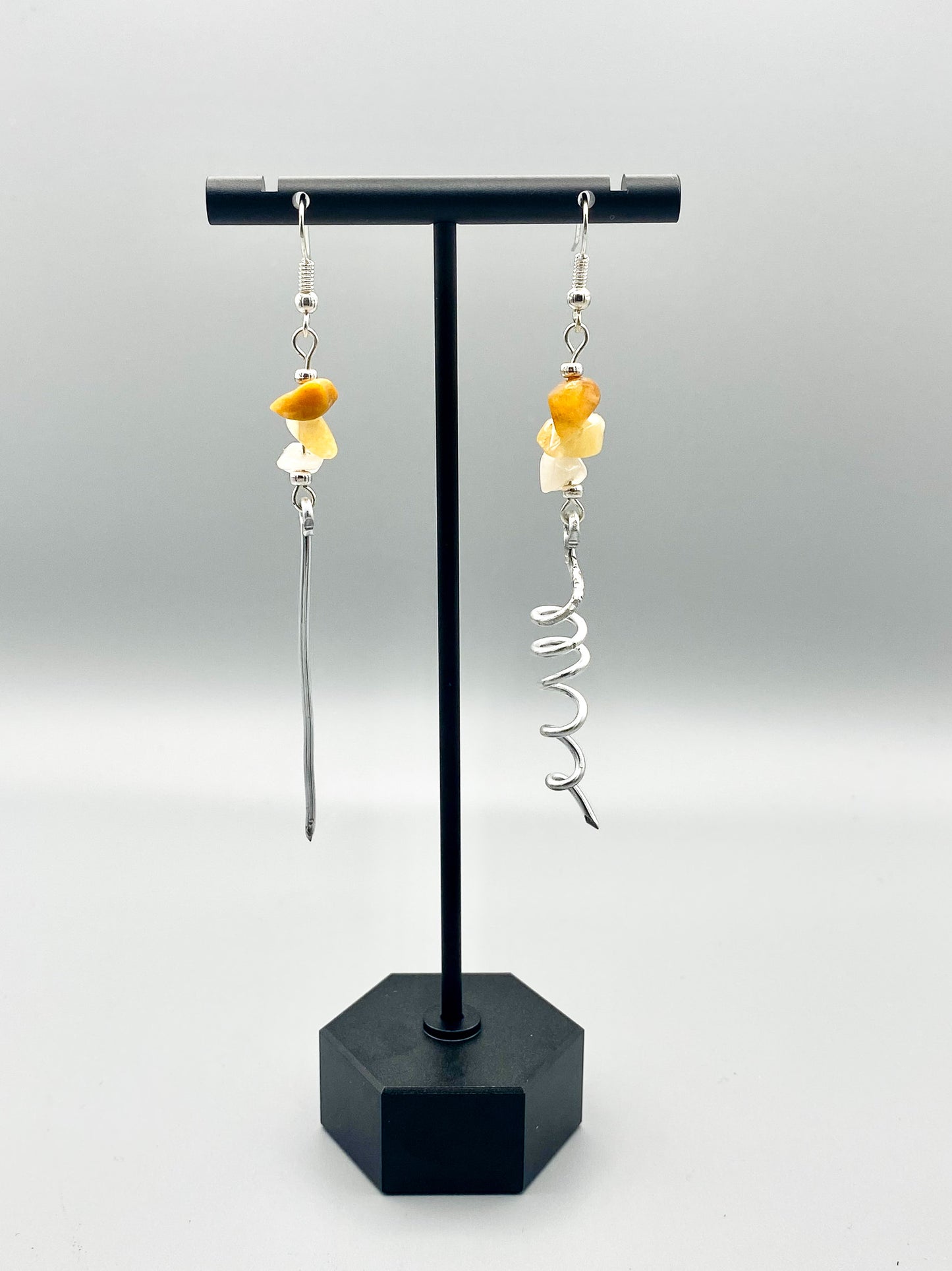 Crystal & Wire Corkscrew Earrings