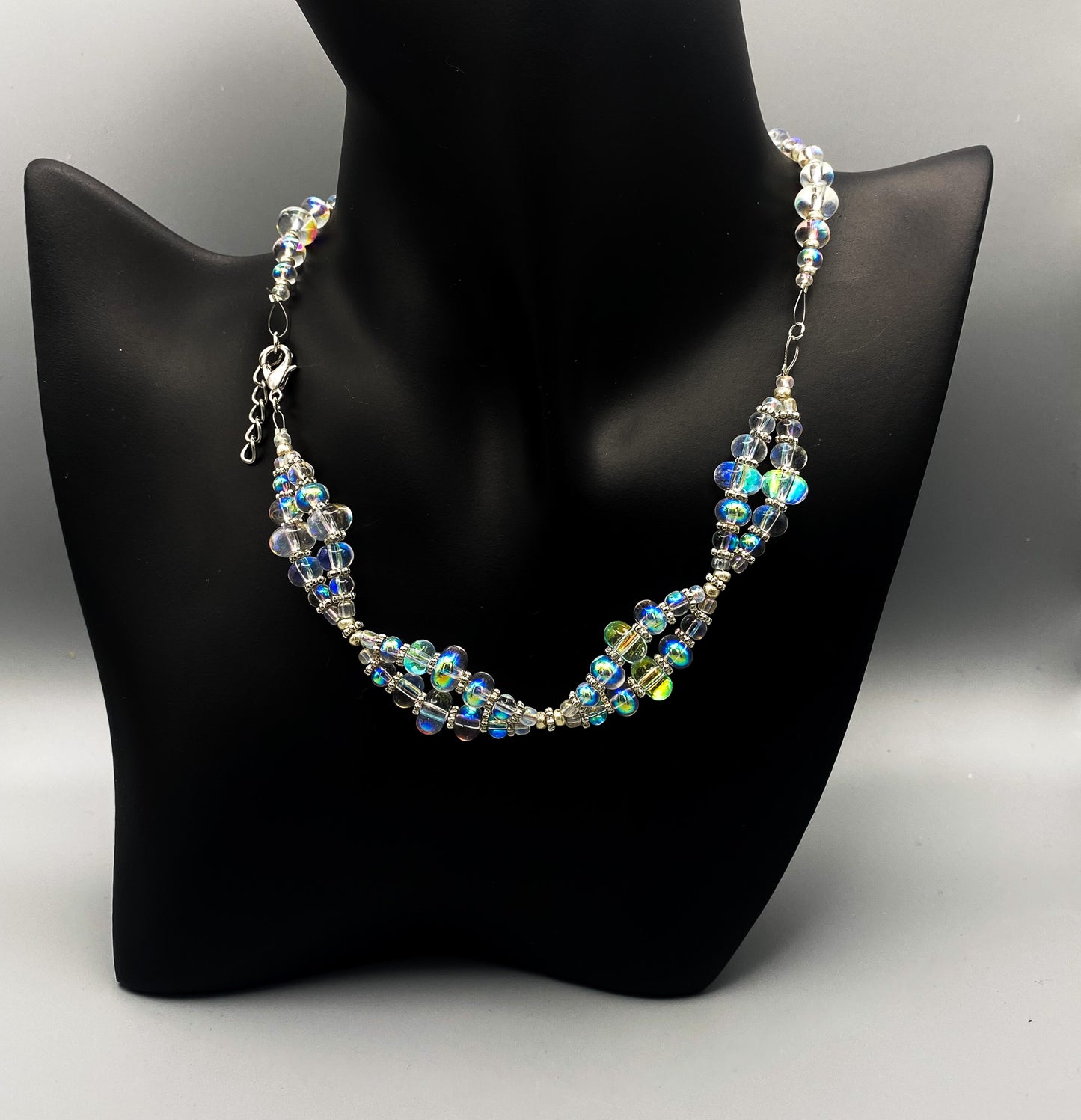 Rainbow Translucent Beaded Diamonds Necklace