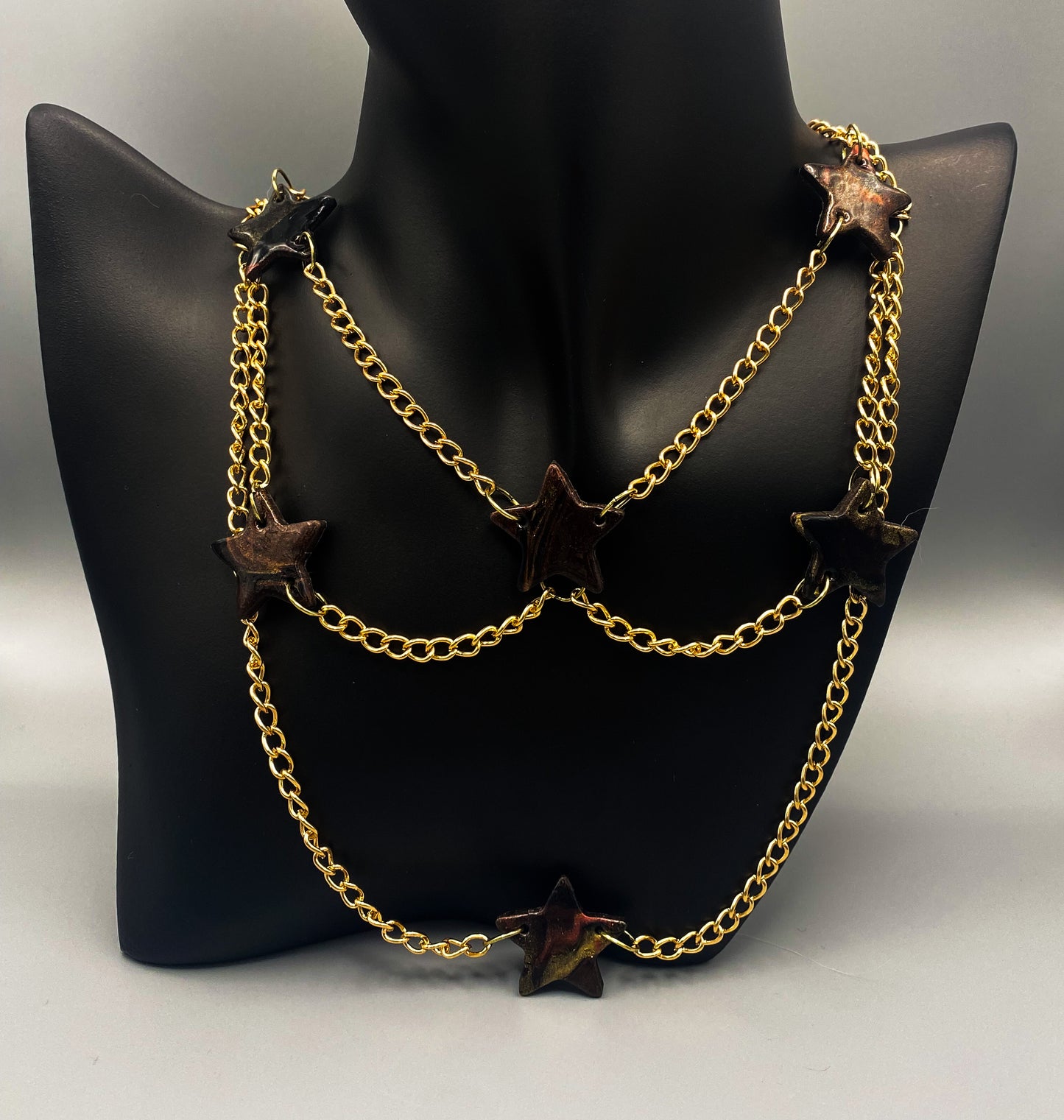 Gold Chain Layered Star Necklace