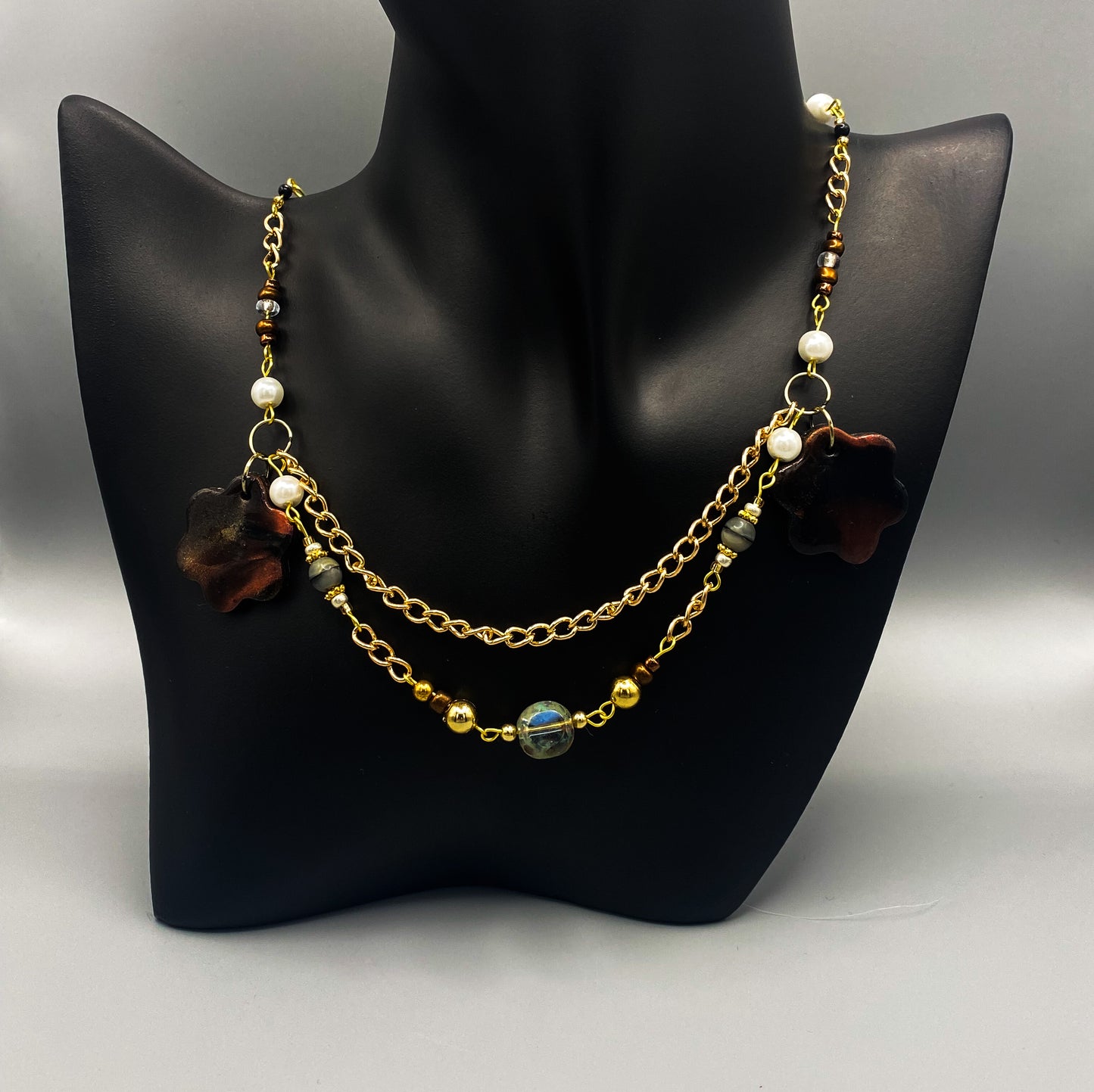 Clay Flower Gold Chain Necklace