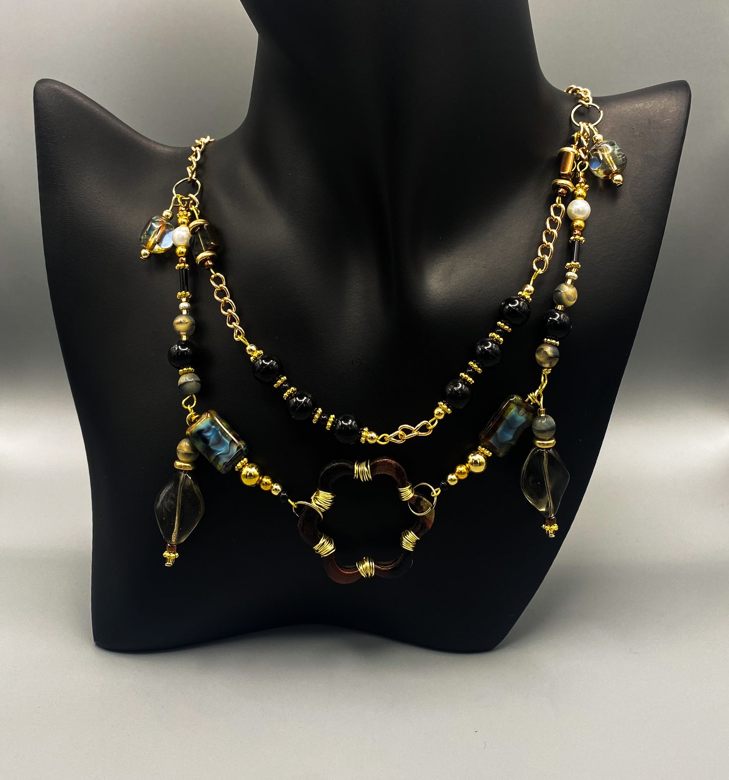 Clay Flower Gold Chain Necklace