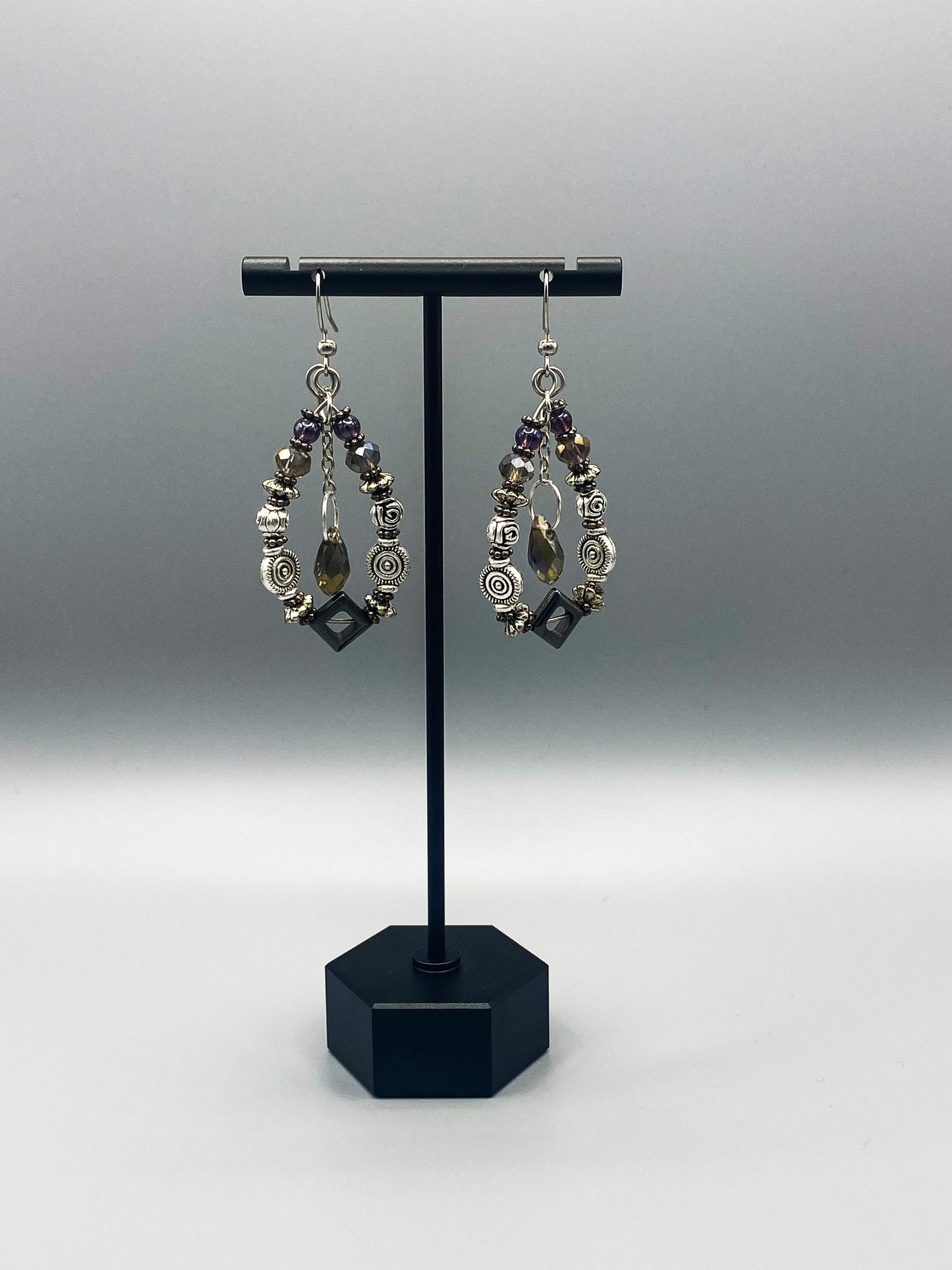 Hematite Beaded Tear-Shaped Earrings