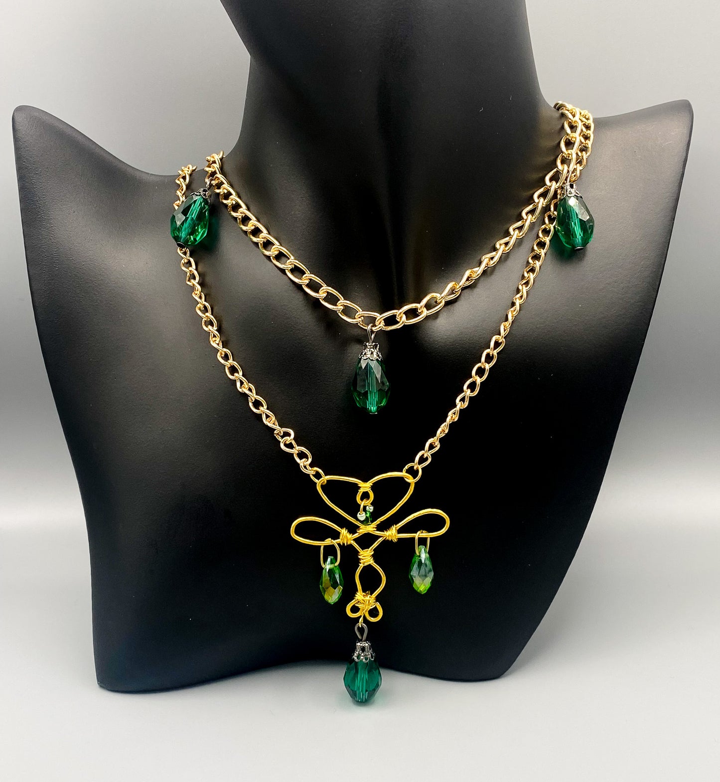 Gold Layered Wire-Wrapped Dragonfly Necklace