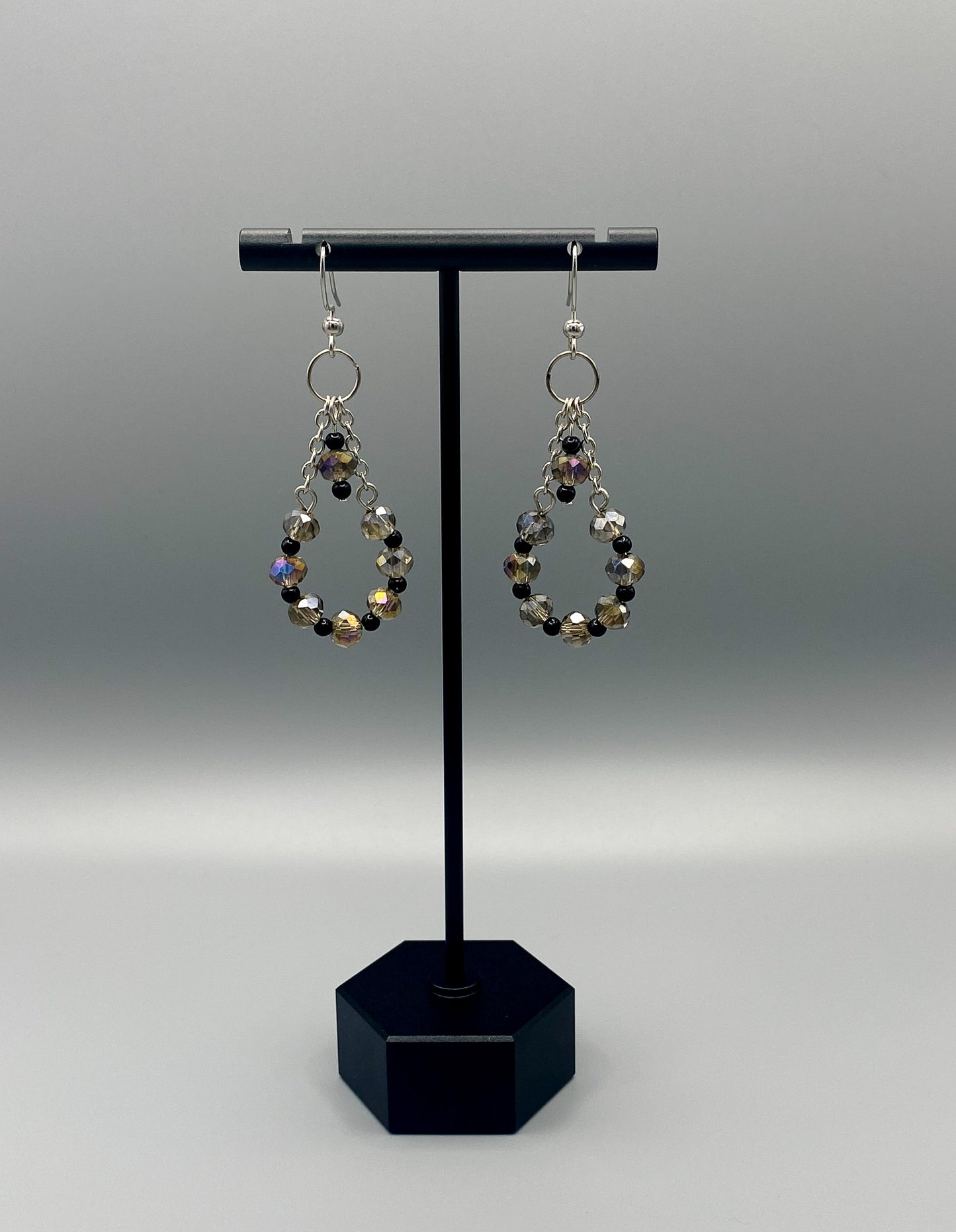 Quarter Hoop & Chain Beaded Earrings
