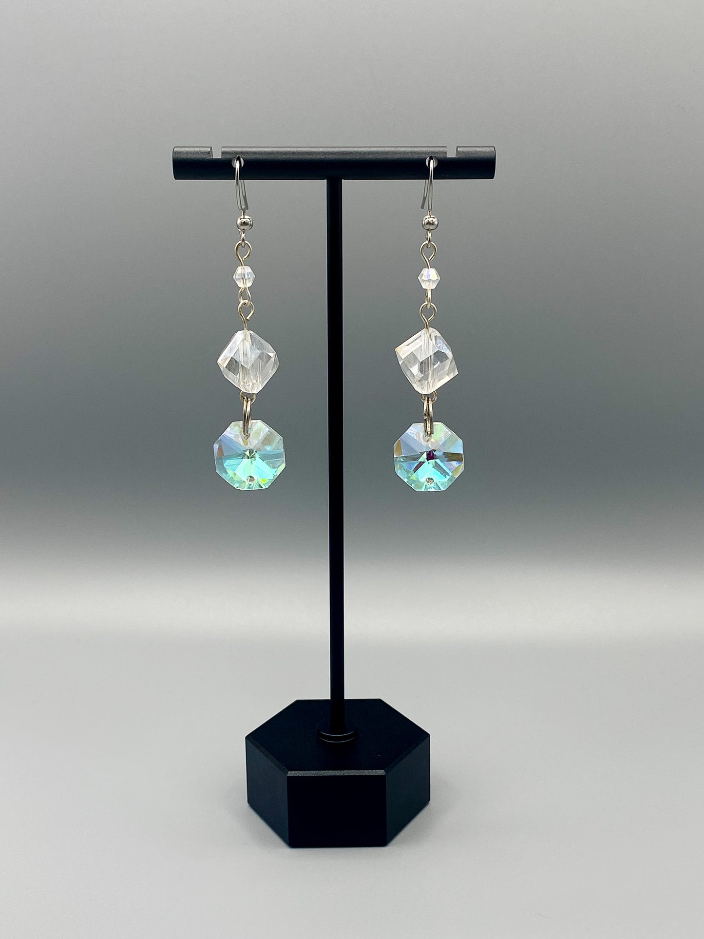 Crystal Geometric Drop Earrings