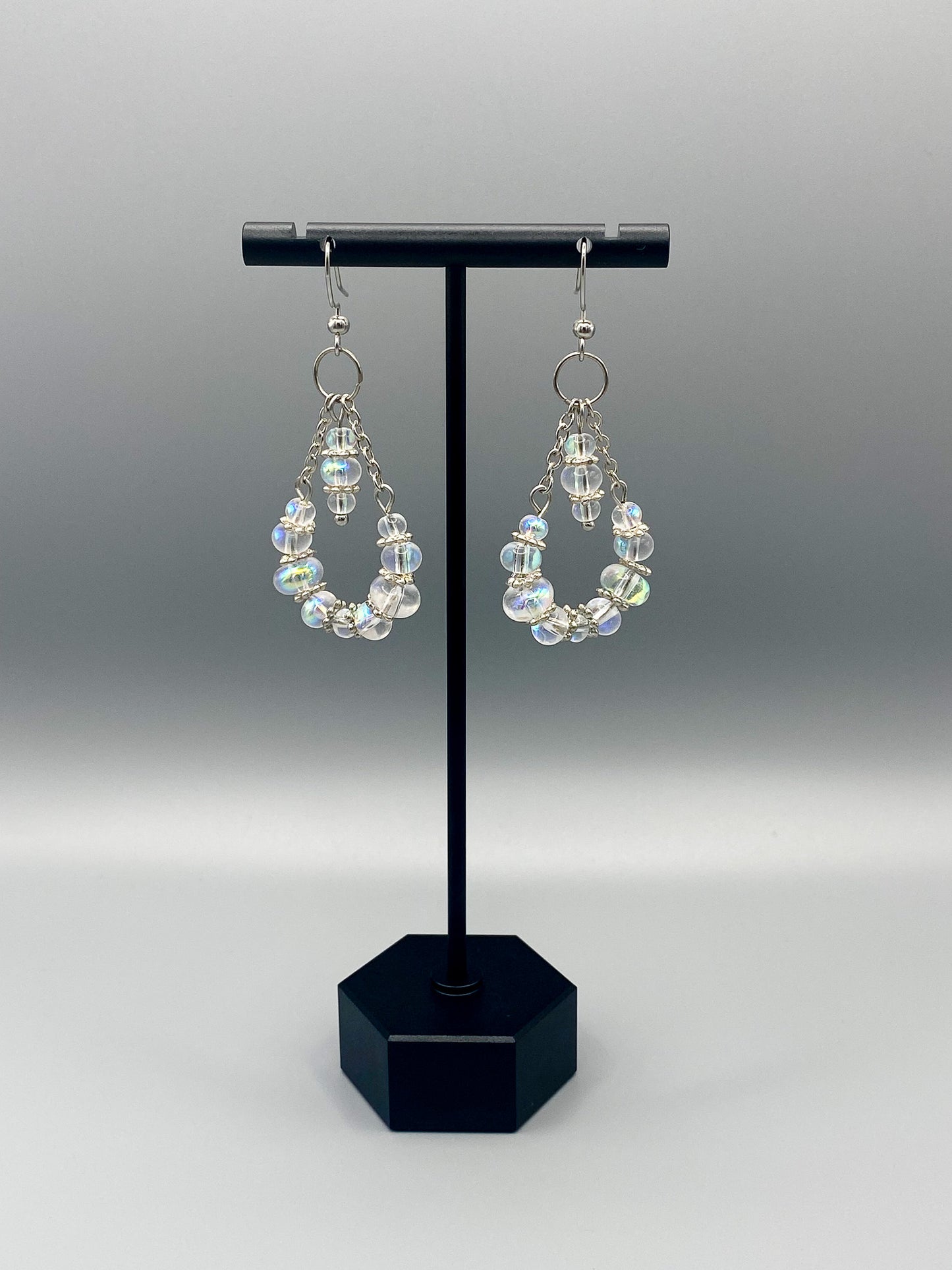 Quarter Hoop & Chain Beaded Earrings